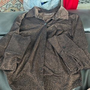 Abercrombie brown sparkle button down top!